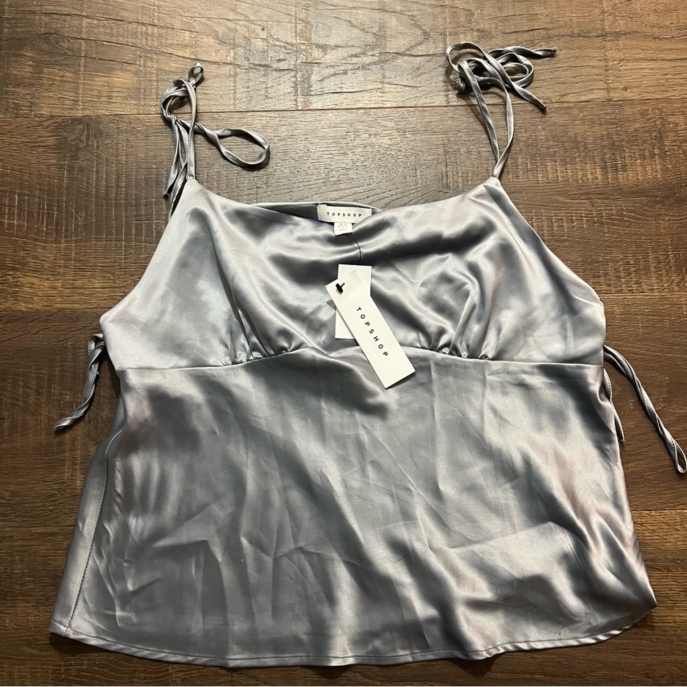 NWT TopShop Blue Silky Tank Size 8